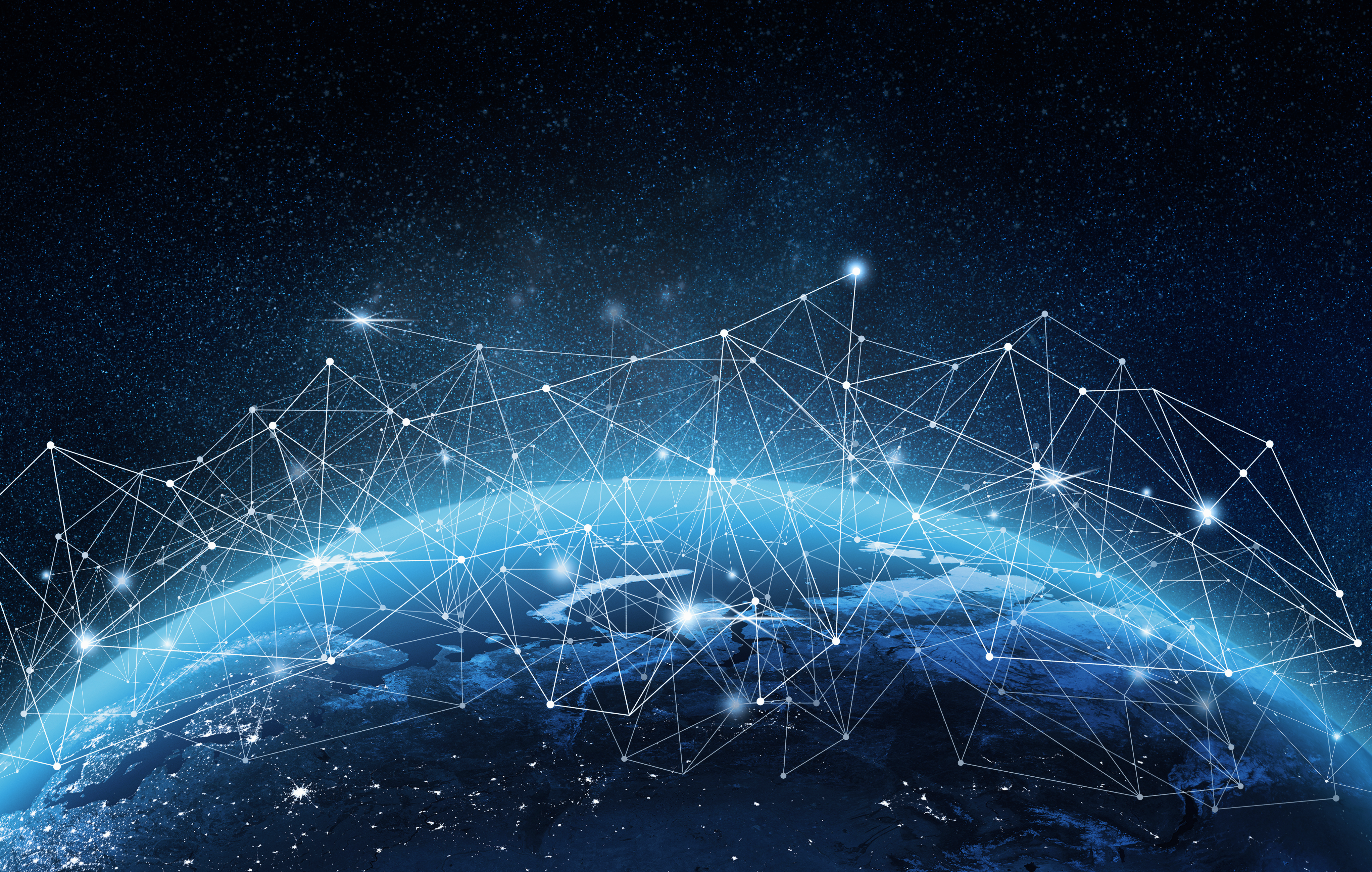 digital rendering of earth with connected light lines